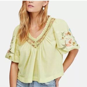 Free people Bohemia Embroidered Peasant Top